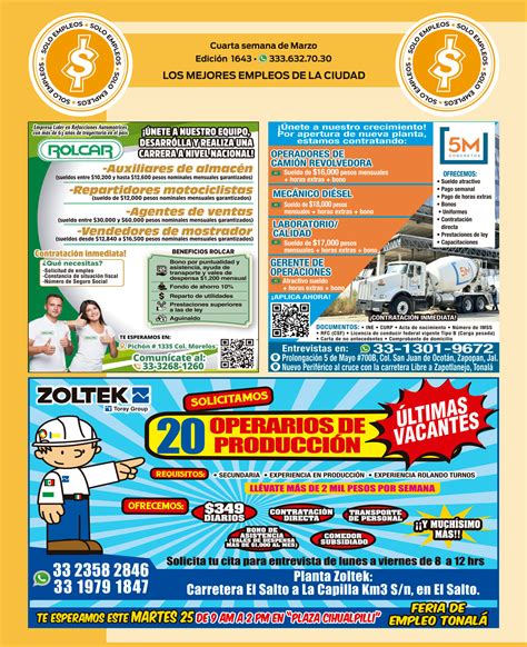 Ofertas de Empleo de Lunes a Viernes en Guadalajara .